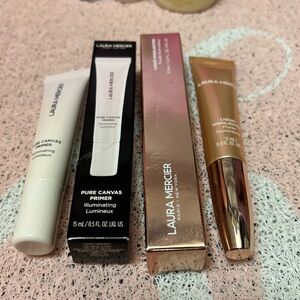 Laura Mercier Pure Canvas Primer & Illuminating Highlighter in Gold Glow Bundle